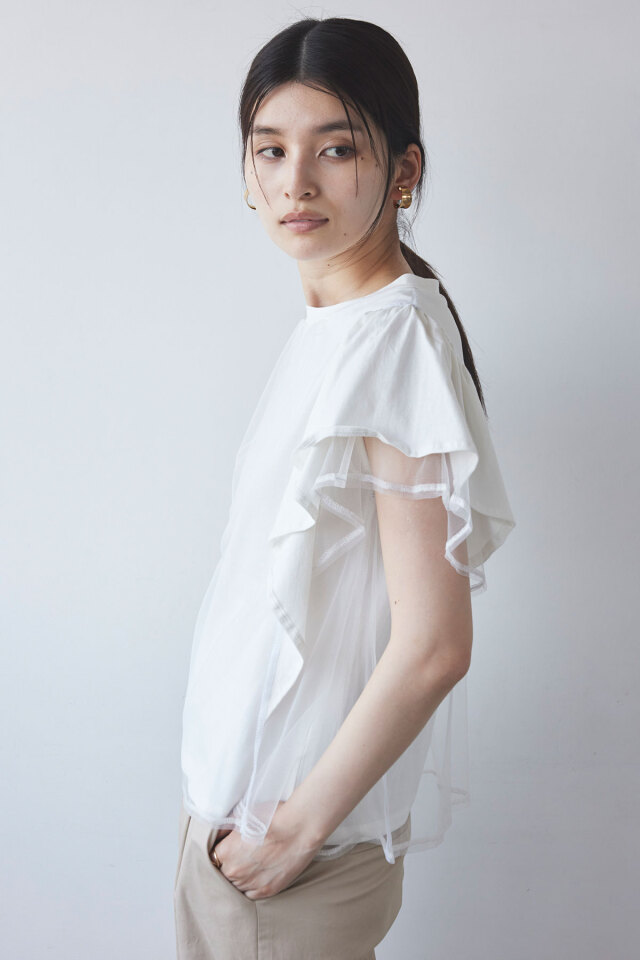 チュールフリルTシャツ※一部店舗のみ入荷