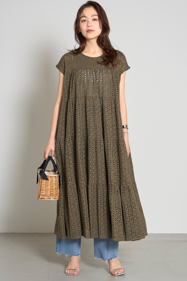 レア品 kapital ステンドグラスプリント コットンノースリーブワンピース コットンレースノースリーブワンピース※一部店舗のみ入荷