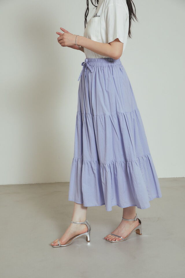 グレープ1剤8本2剤1本　よろしくお願いします ストライプドビーコットンティアードスカート※一部店舗のみ入荷