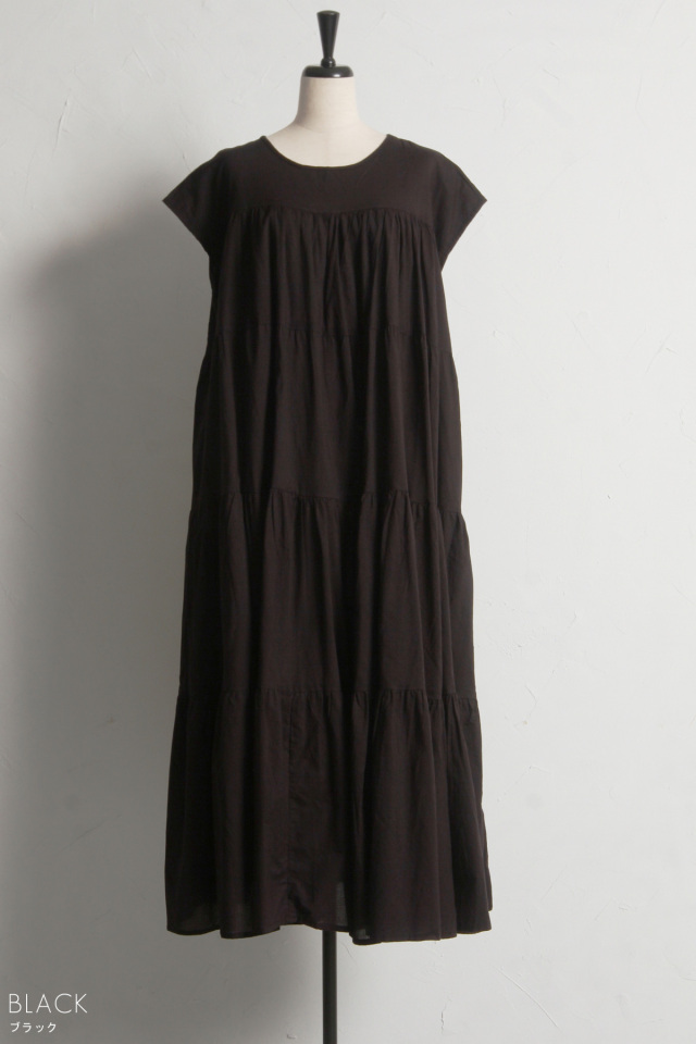 コケットティアードワンピース ブラック 予約]Vネックドロストティアードワンピース/ブラック – Lumier