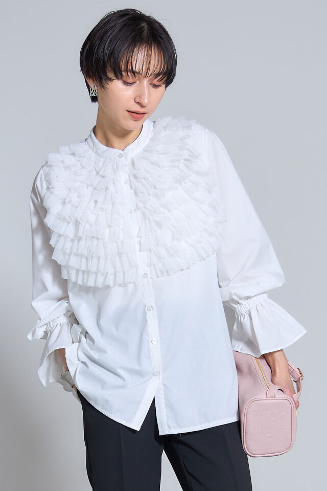 フリルチュールシャツブラウス※一部店舗のみ入荷