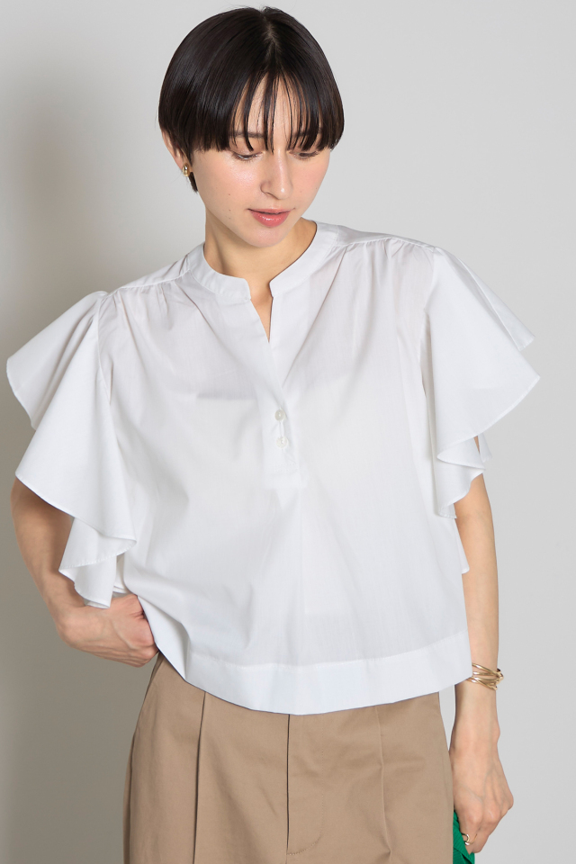 ノーカラーラッフルフリルブラウス※一部店舗のみ入荷