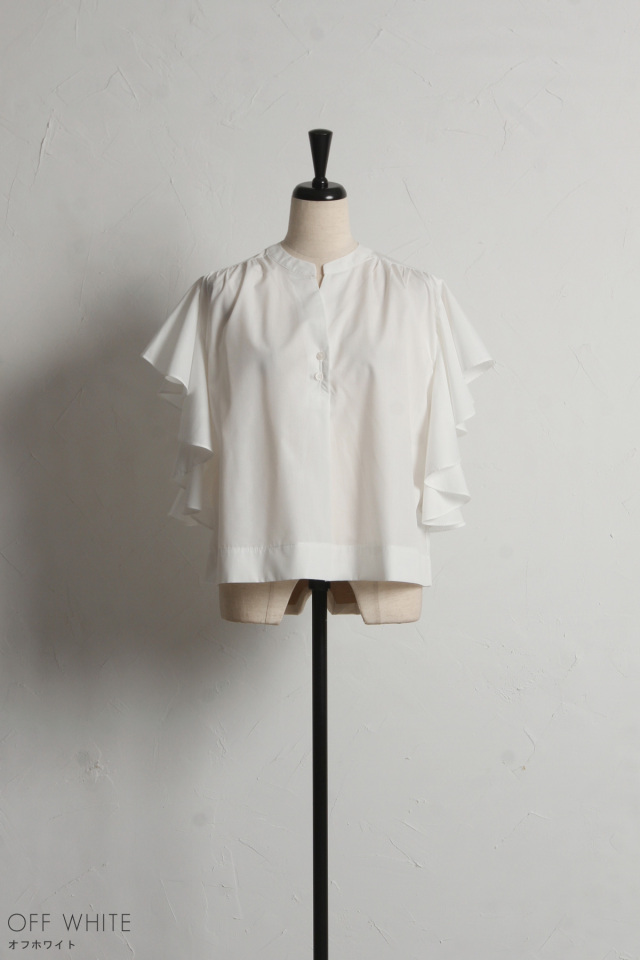 ノーカラーラッフルフリルブラウス※一部店舗のみ入荷