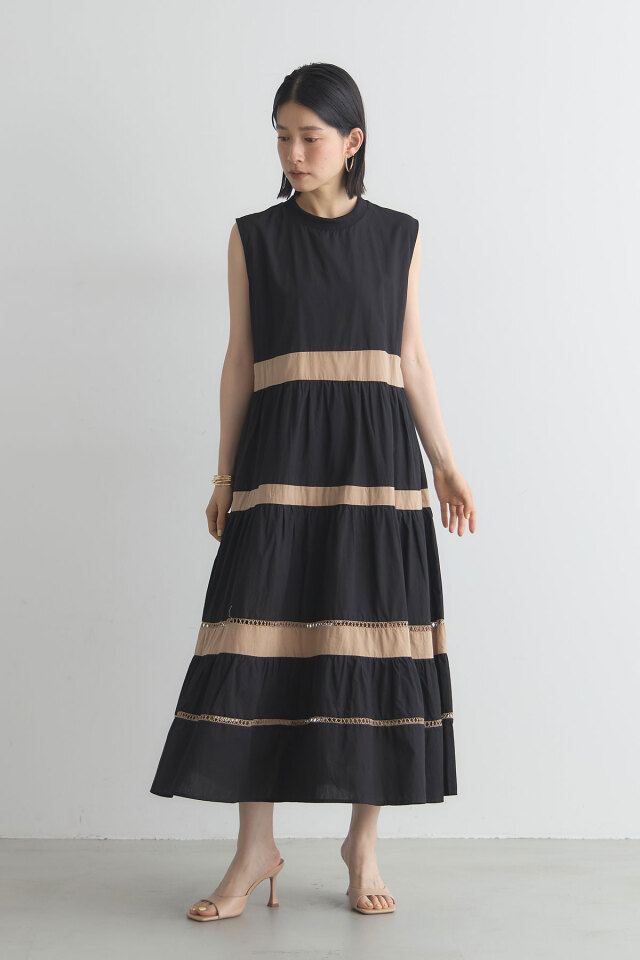 配色ティアードワンピース※一部店舗のみ入荷