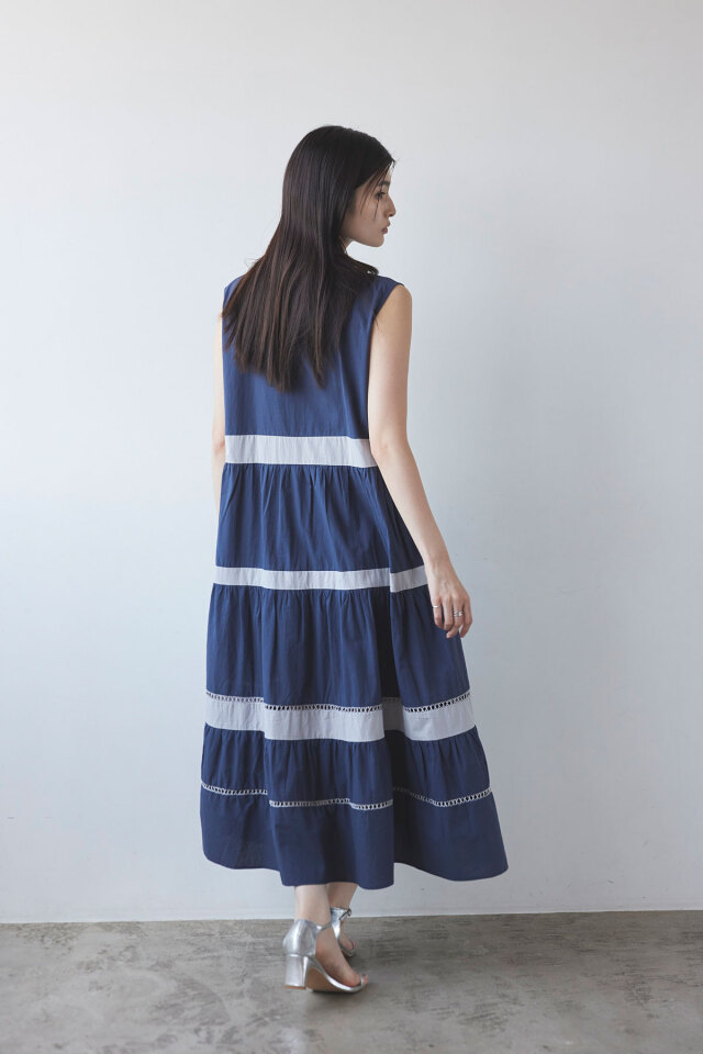 配色ティアードワンピース※一部店舗のみ入荷