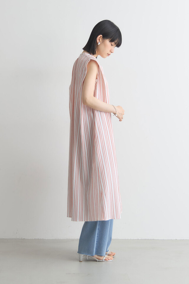 WEB限定】ストライプノースリーブワンピース