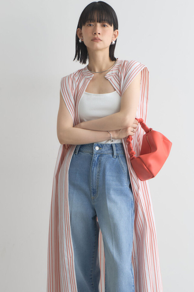 WEB限定】ストライプノースリーブワンピース