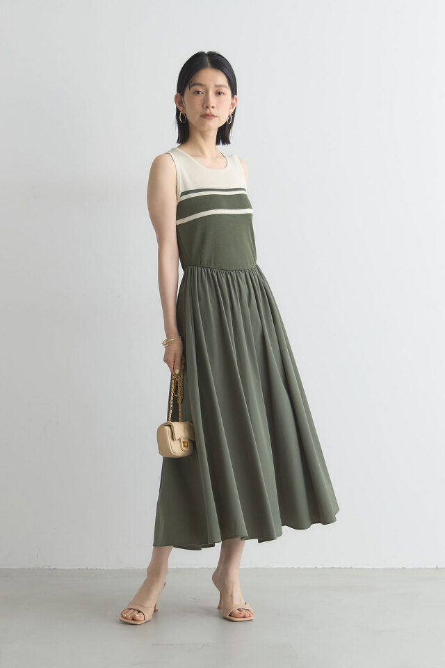 WEB限定】配色ドッキングノースリワンピース