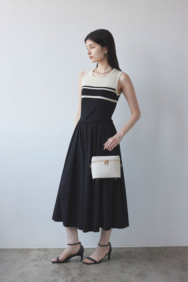 WEB限定】配色ドッキングノースリワンピース