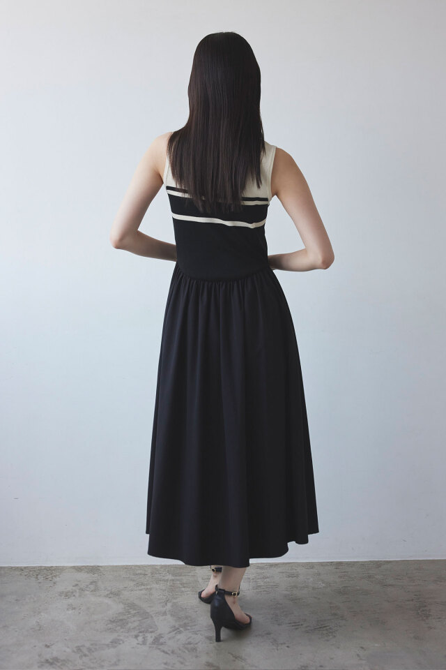 WEB限定】配色ドッキングノースリワンピース