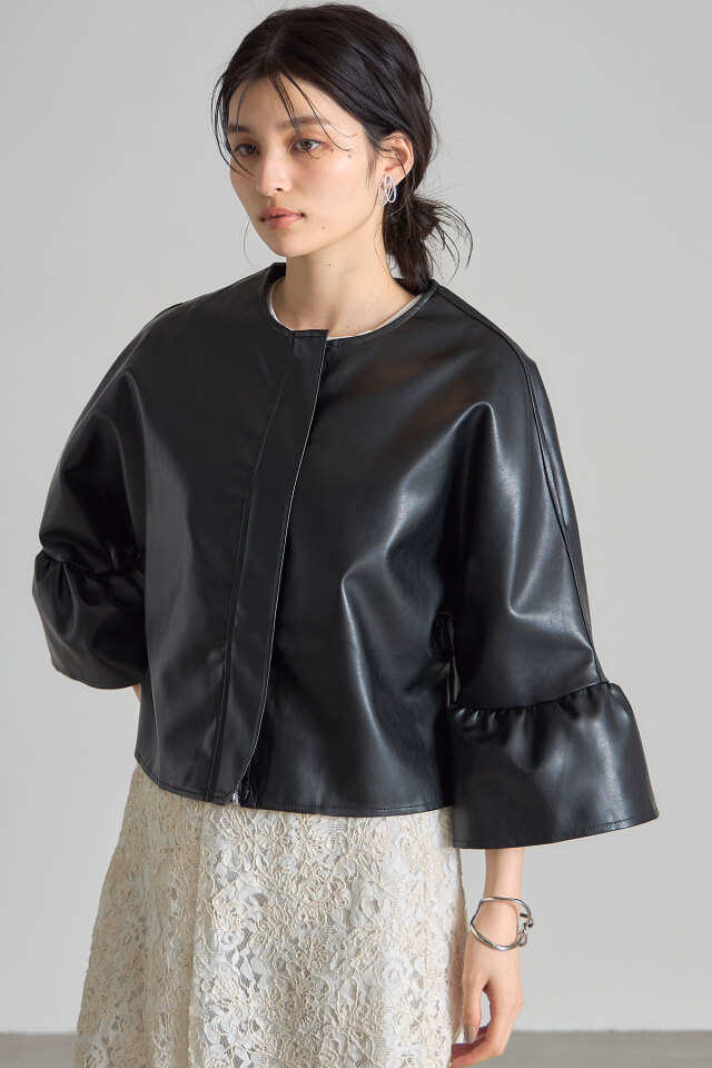 袖フレアレザージャケット※一部店舗のみ入荷