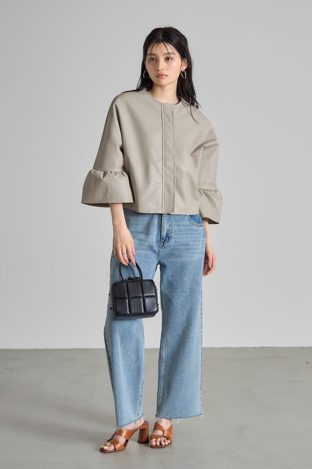 袖フレアレザージャケット※一部店舗のみ入荷