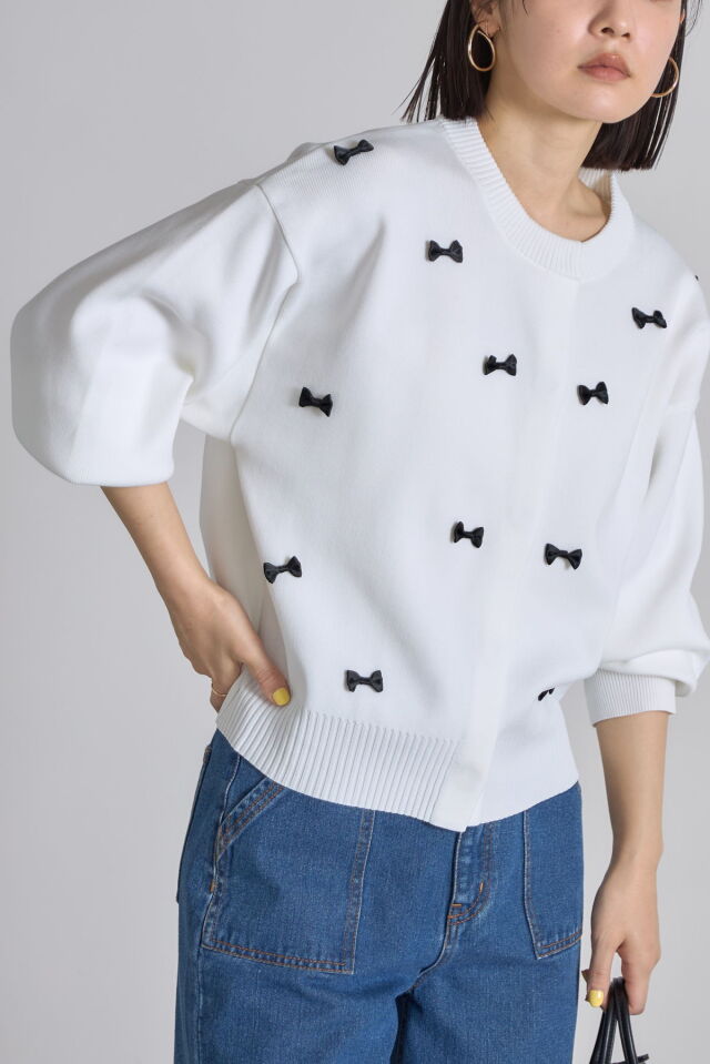 モスキーノ シルク×カシミヤ リボン ニット イタリア製 モスキーノ シルク×カシミヤ リボン ニット イタリア製 MOSCHINO