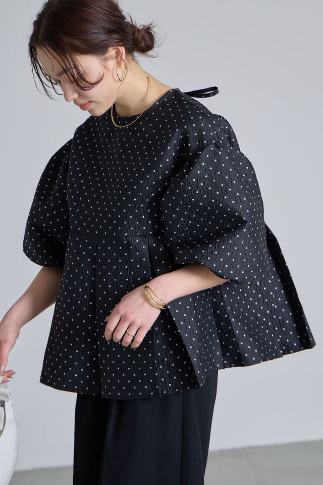 SHIPS（シップス）ドット ジャガード ペプラム ブラウス ドットジャガードペプラムブラウス※一部店舗のみ入荷