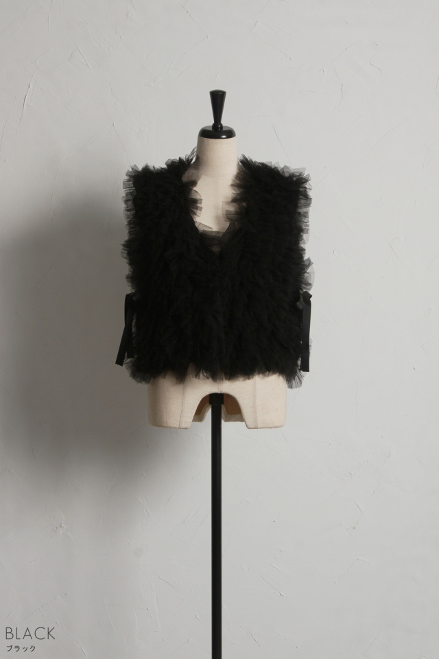 【極美品】チュールベスト　ビアズリー　ブラック　ベスト 極美品】チュールベスト ビアズリー ブラック ベスト 極美品】チュール