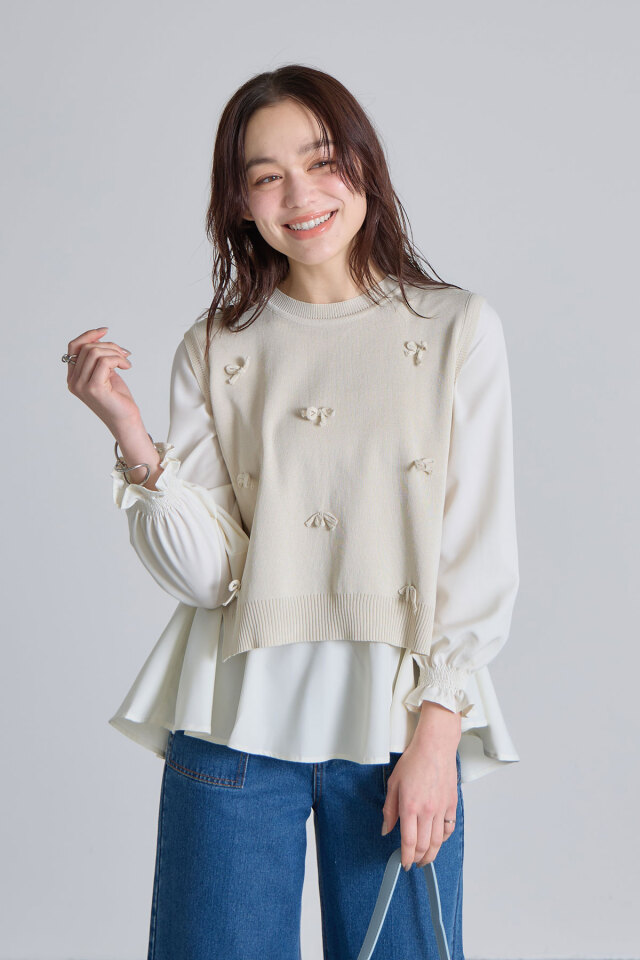 リボン付きドッキングトップス※一部店舗のみ入荷