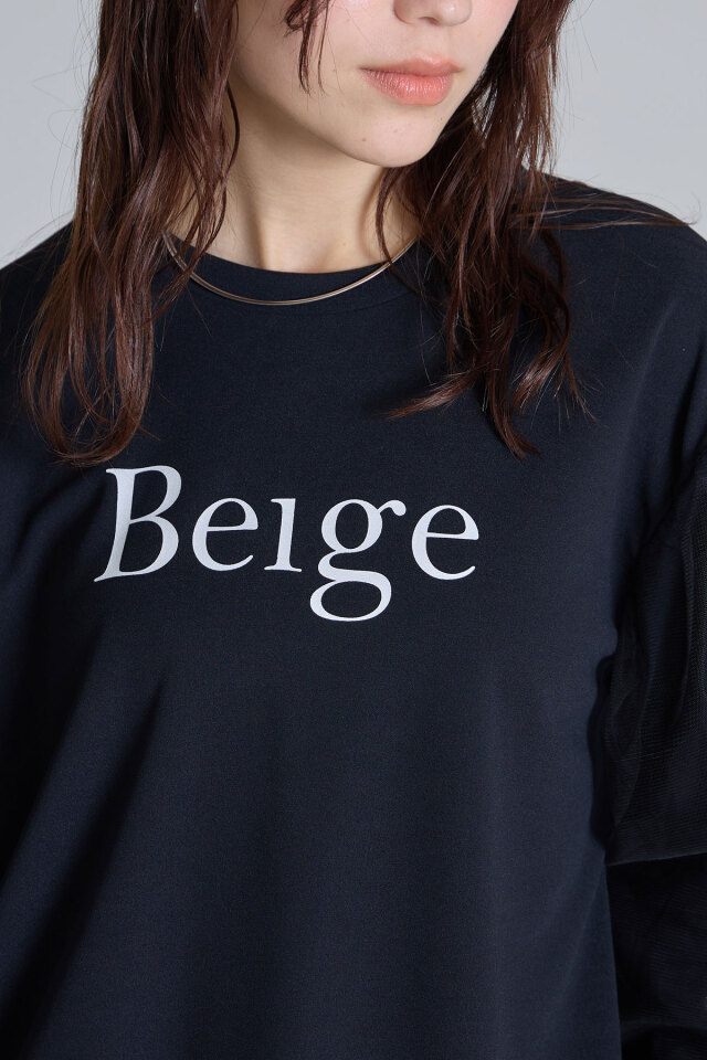チュールカラーロングTシャツ チュールスリーブロゴロンT※一部店舗のみ入荷