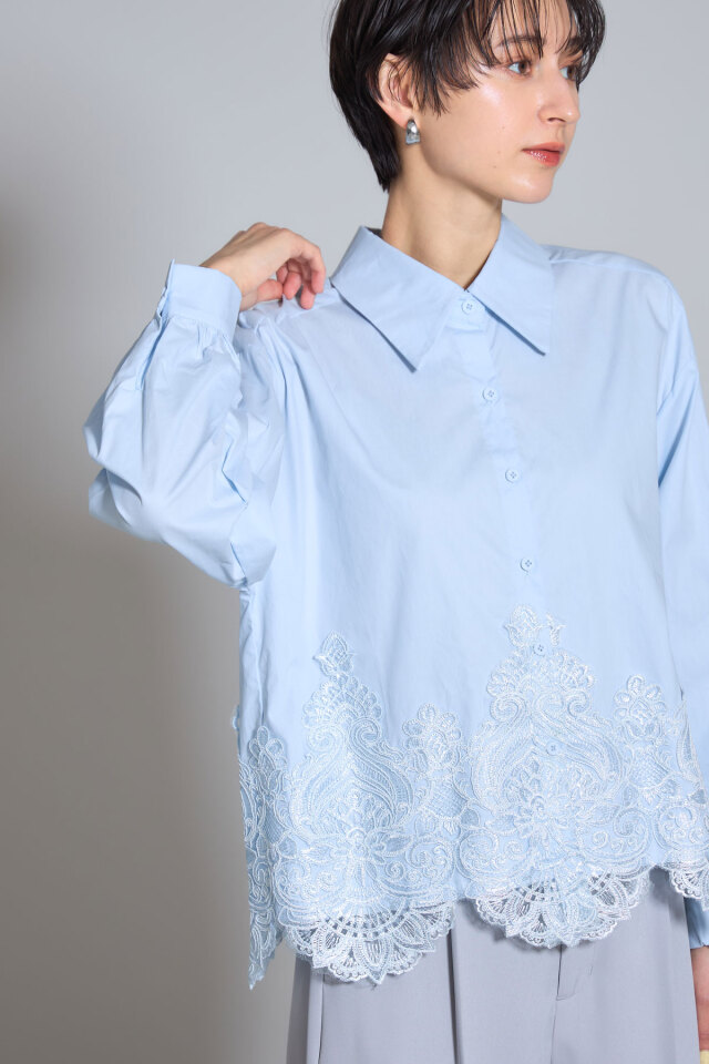 レース切替デザインシャツ※一部店舗のみ入荷