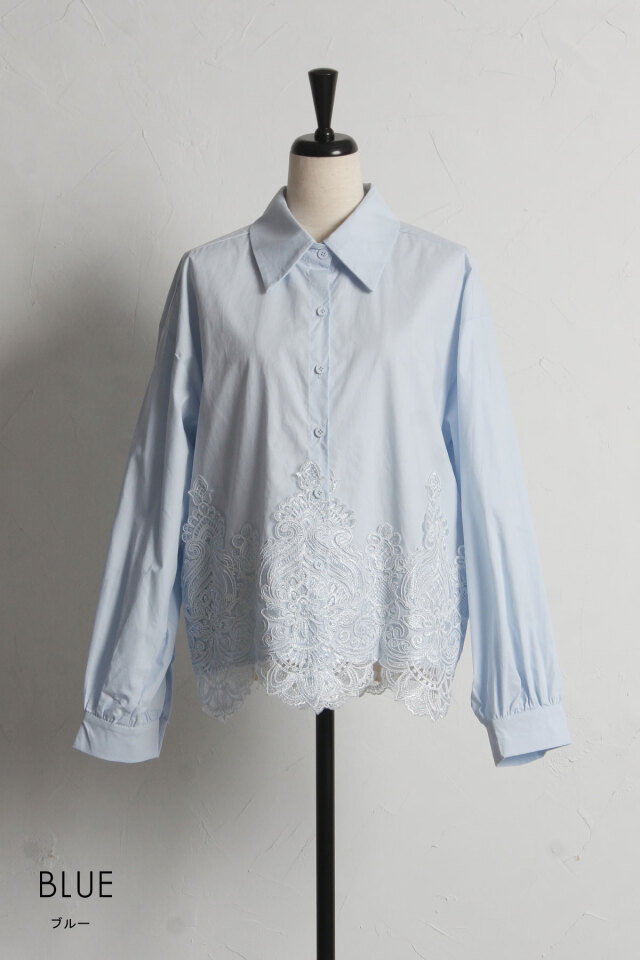 レース切替デザインシャツ※一部店舗のみ入荷