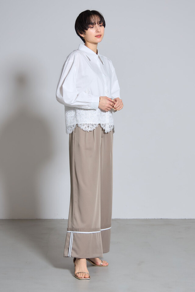 レース切替デザインシャツ※一部店舗のみ入荷