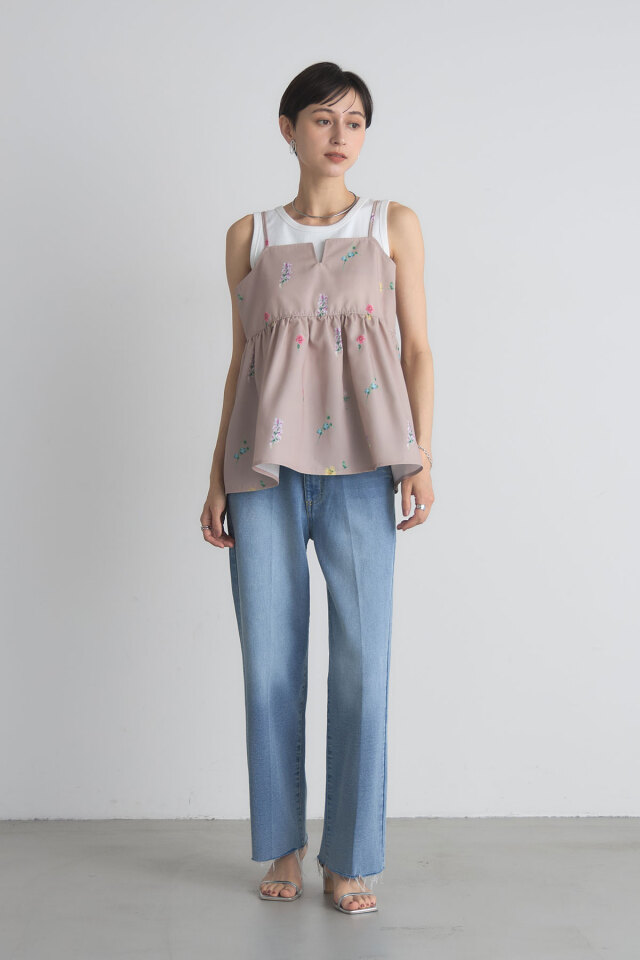 ato アトウブラック フリルキャミソール ワンピースセット