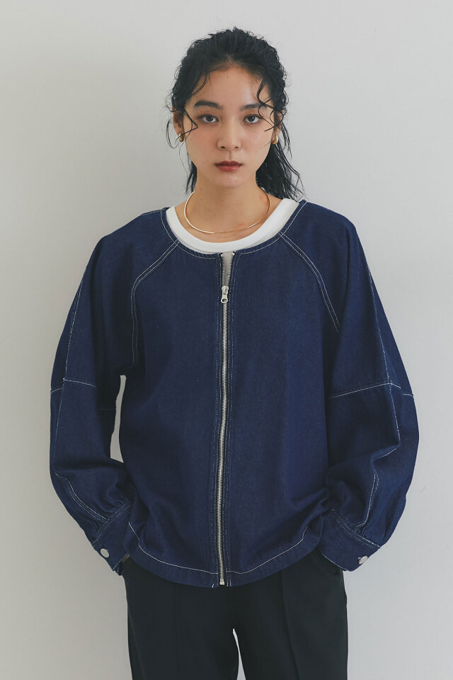 インゲボルグ　デニムノーカラージャケット 未使用 セール】 【OUTLET】ストレッチデニムノーカラージャケット （G