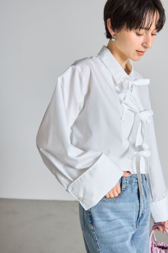 リボンデザインショートシャツ※一部店舗のみ入荷