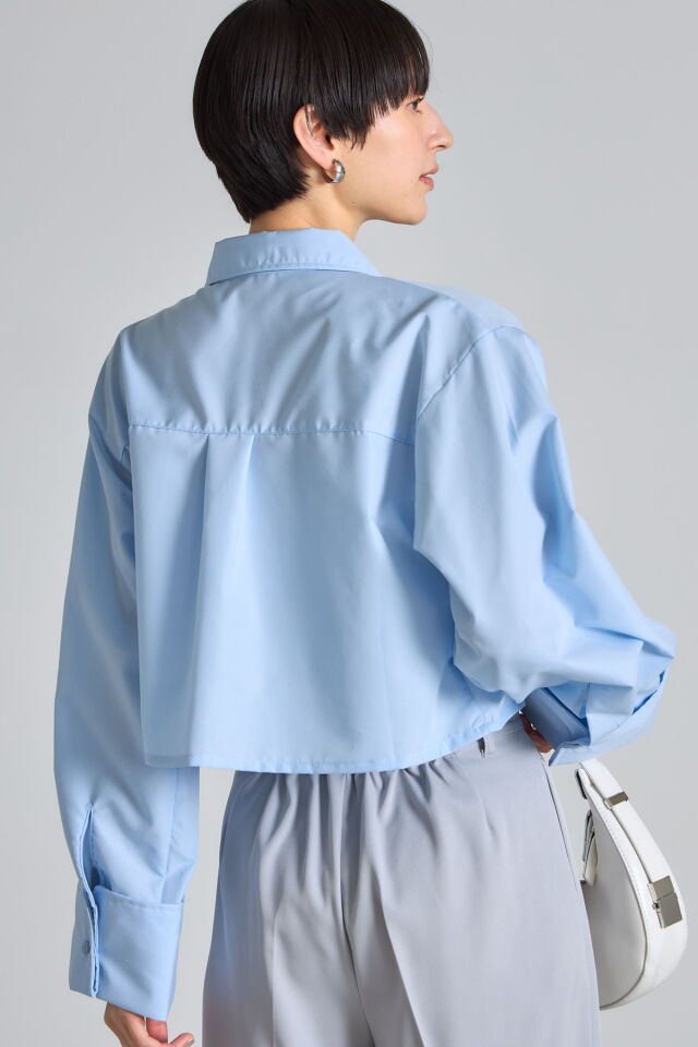 yoriリボンボタンショートシャツ 23SS 美品✨ ヨリ ブラウス リボンボタンショートシャツ ビッグ