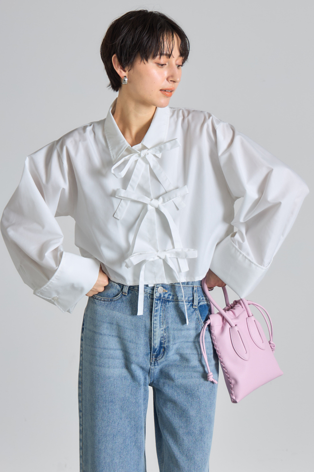 リボンデザインショートシャツ※一部店舗のみ入荷