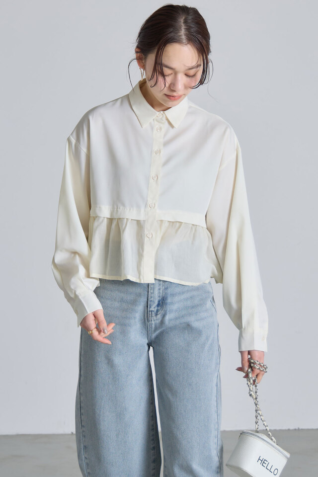 裾切替クロップドシャツ※一部店舗のみ入荷