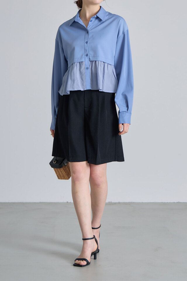 裾切替クロップドシャツ※一部店舗のみ入荷