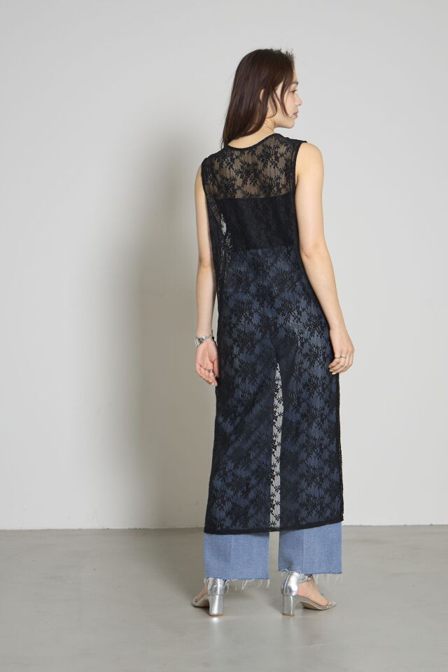 WEB限定】メッシュレース前後2WAYノースリーブワンピース