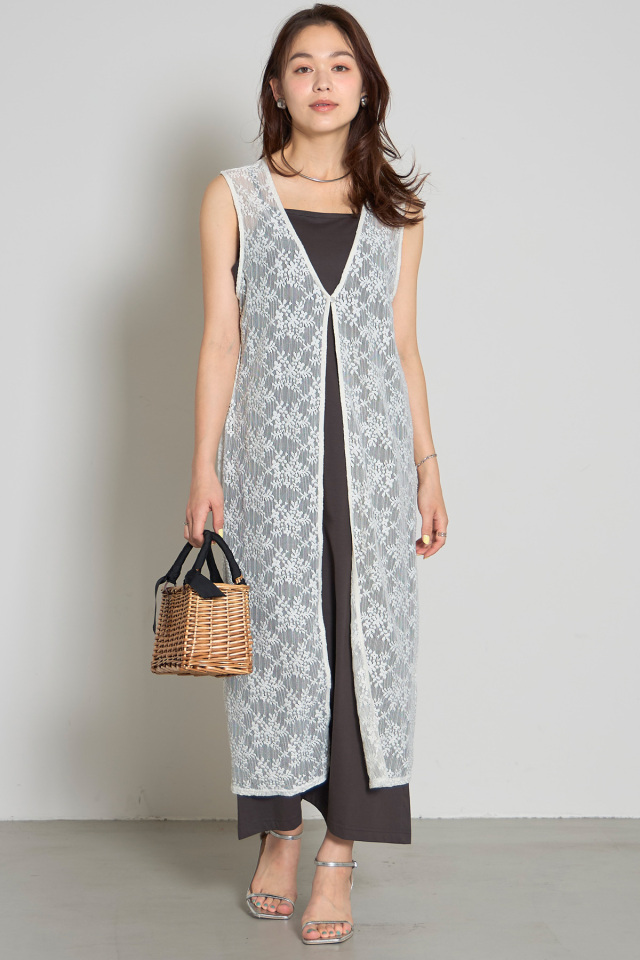 WEB限定】メッシュレース前後2WAYノースリーブワンピース