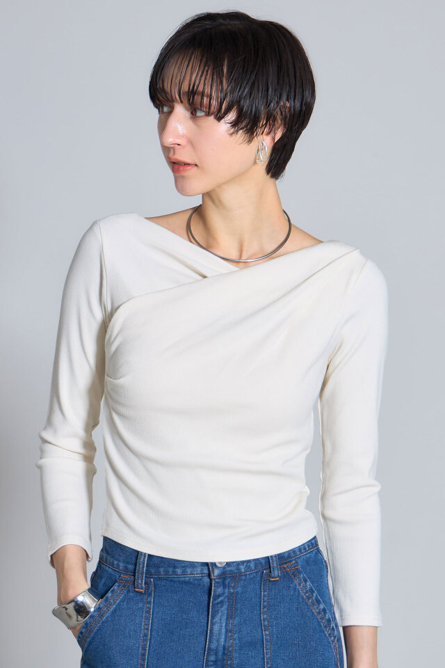 ６月18日オフィシャルサイト限定少量再販！テレコリブドレープカットソー※一部店舗のみ入荷＊少量の在庫確保による再販売の為、返品/交換は出来かねる場合がございます。予めご了承ください。＊