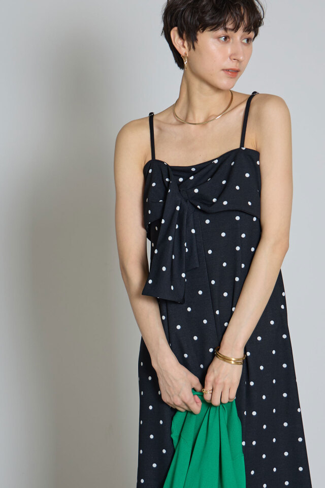 リボンデザインカットジョーゼットワンピース※一部店舗のみ入荷