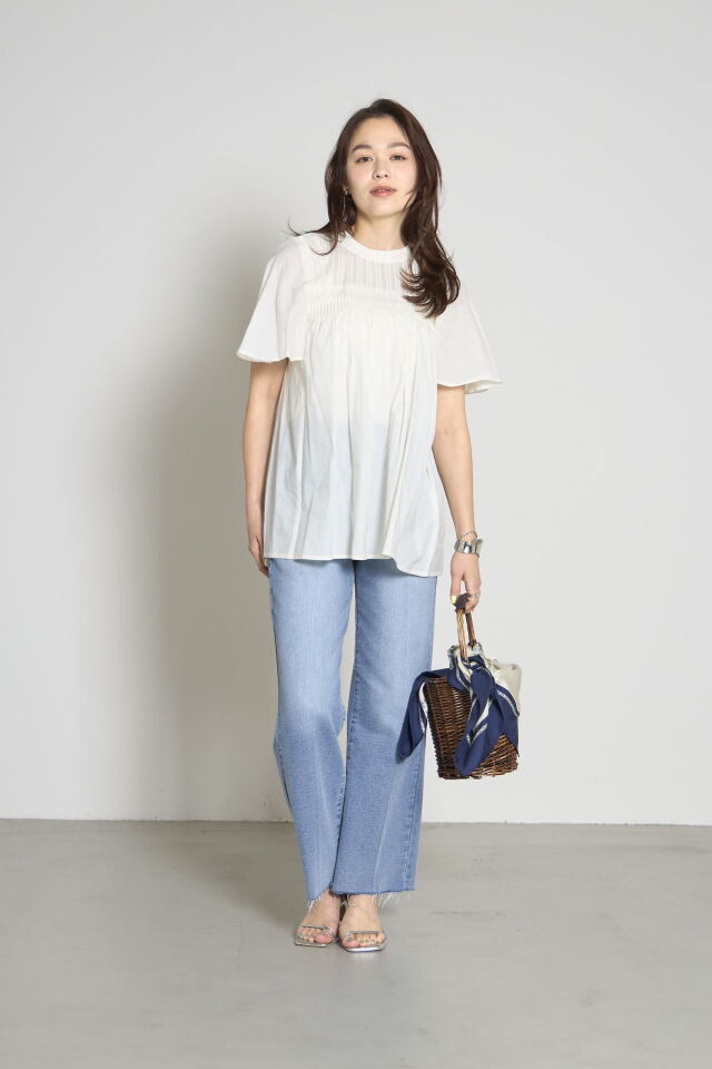 【web限定】【大きいサイズ】 15号(3L) 60キャンブリックピンタックブラウス web限定】 15号(3L) 60キャンブリックピンタックブラウス