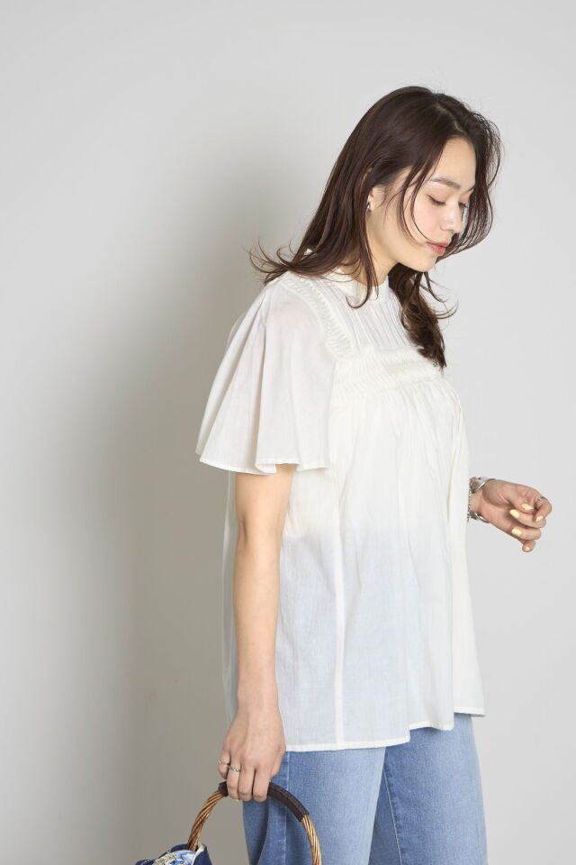 【web限定】【大きいサイズ】 15号(3L) 60キャンブリックピンタックブラウス キャンブリックピンタックブラウス※一部店舗のみ入荷