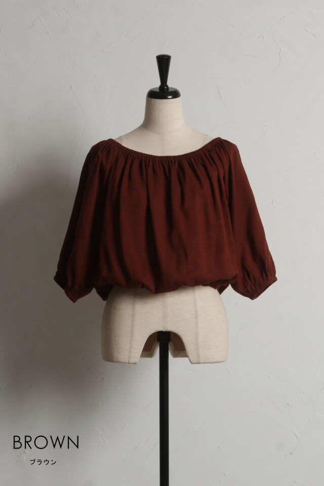 リネンボリュームスリーブオフショルブラウス(145-196930とセットアップ可)