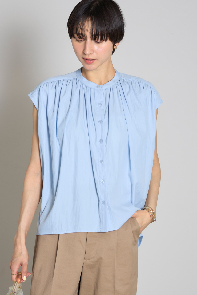 ☆Drawer☆１7ＳＳ　リネンギャザーブラウス　☆定価６１,５６0円 21番リネン・前ボタンギャザーブラウス/DoCLASSE