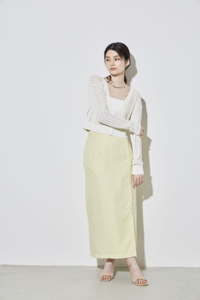 シアーリブVネックニットカーディガン