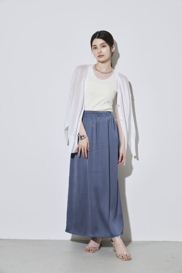 シワ加工サテンレイヤードスカート