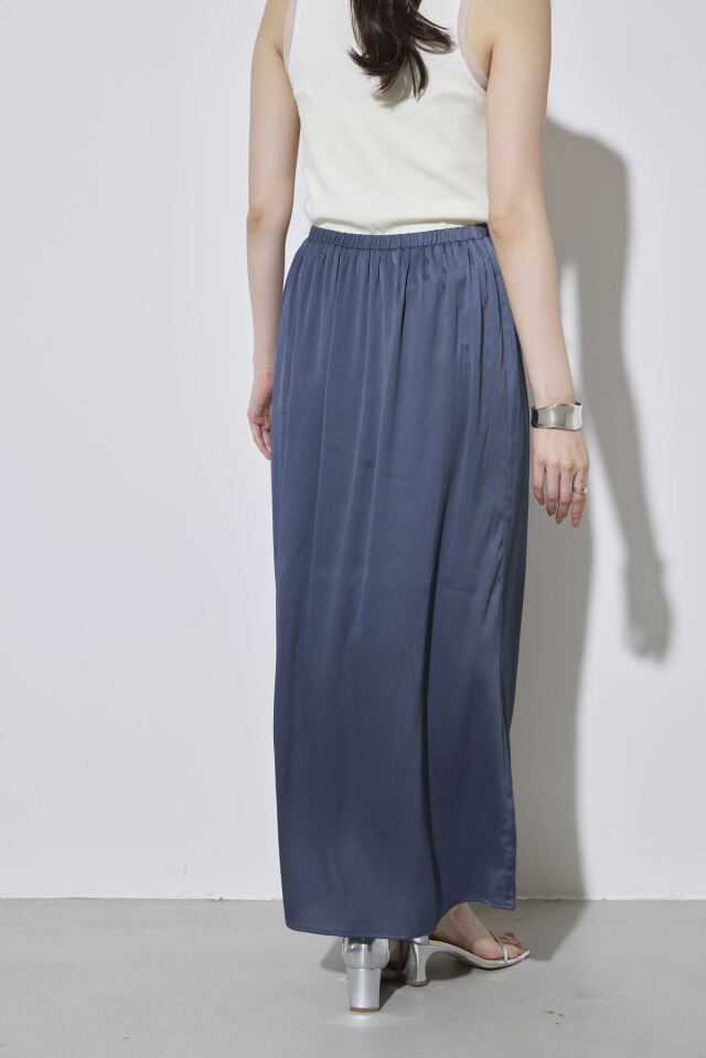 シワ加工サテンレイヤードスカート