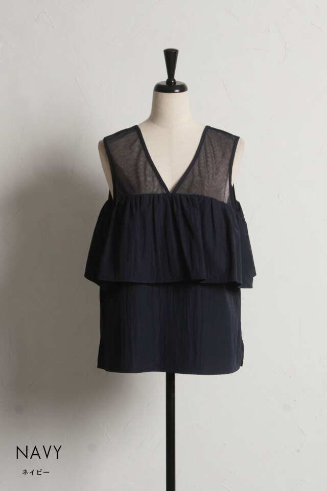 ccedcedc0730ページ 前後2WAYノースリフリルブラウス