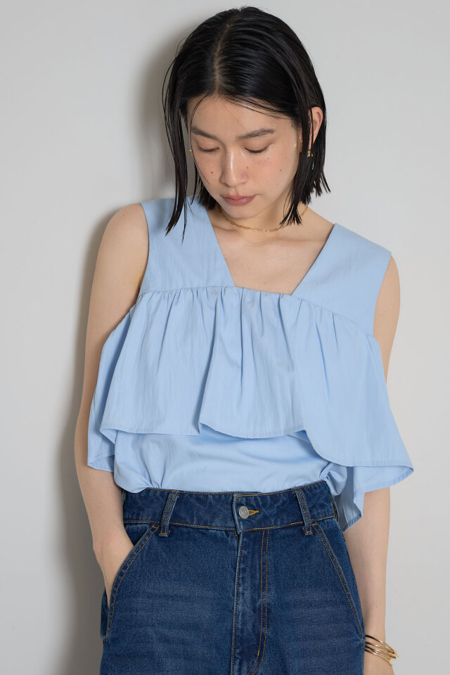 前後2WAYノースリフリルブラウス