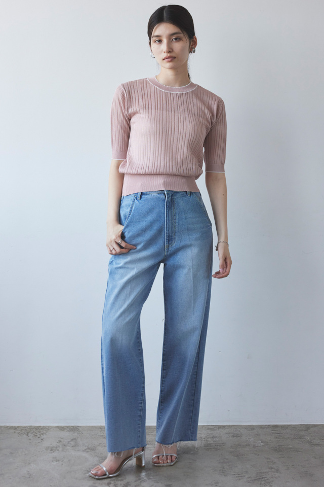 断捨離中 配色ラインリブニットプルオーバー