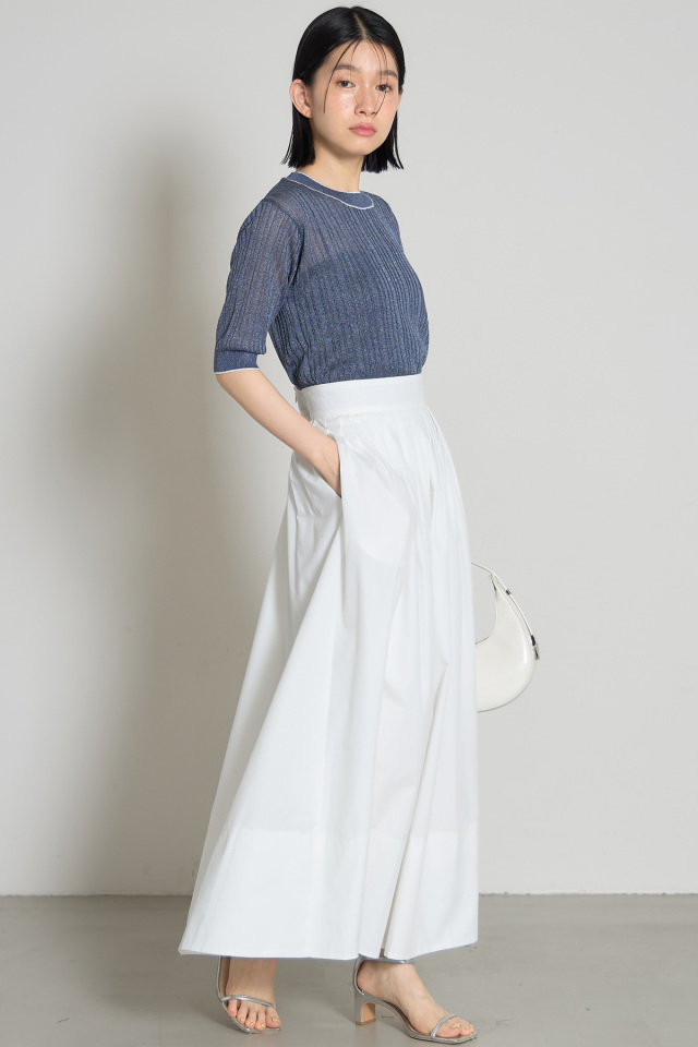 配色ラインリブニットプルオーバー