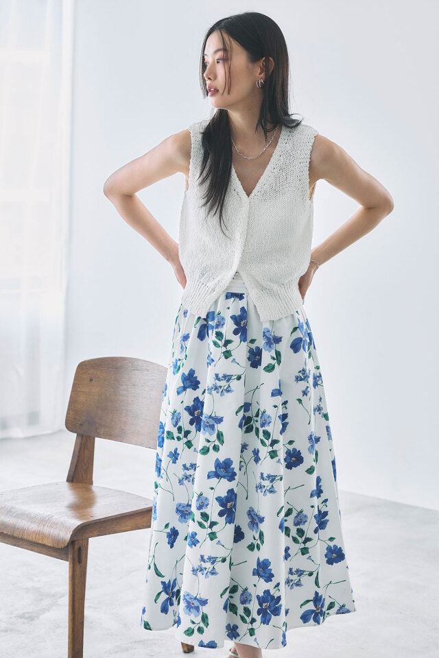 ローゲージコットンVネックニットベスト HEUGN（ユーゲン）Knit Vest ローゲージコットンVネックニット