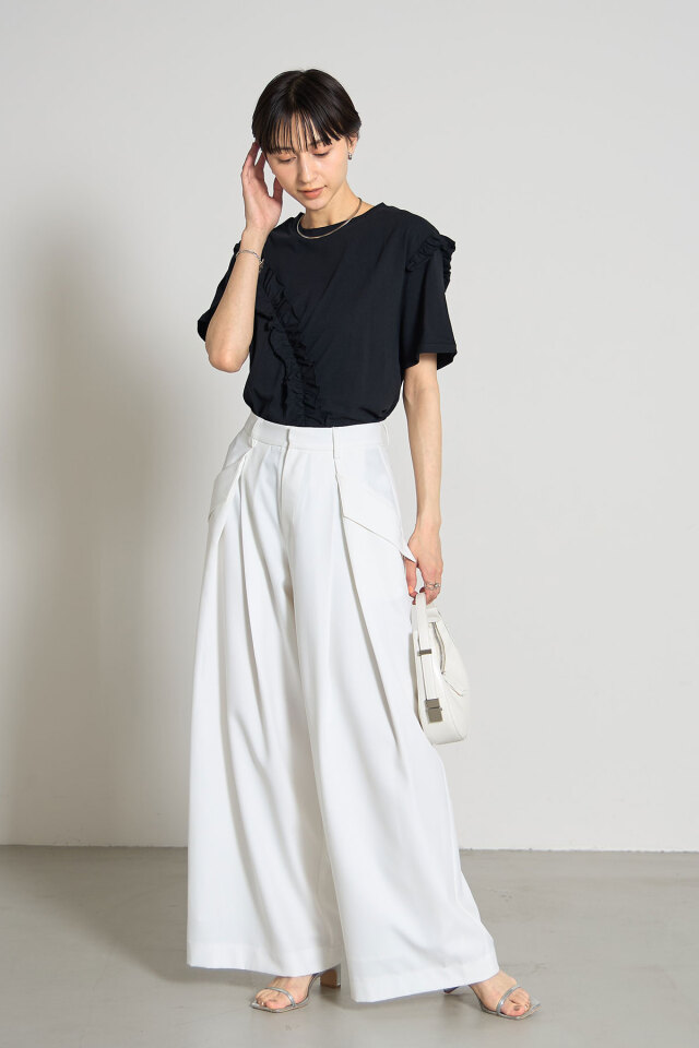 今季2017SS ヨーコチャン アシンメトリーフリルTシャツ トゥモローランド アシンメトリーフリルTシャツ※一部店舗のみ入荷