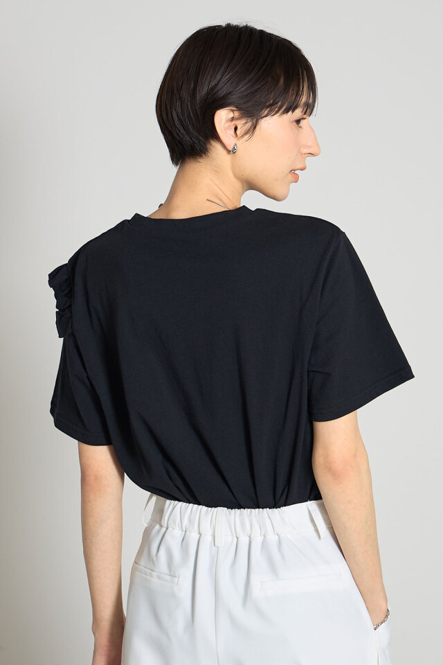 今季2017SS ヨーコチャン アシンメトリーフリルTシャツ トゥモローランド アシンメトリー フリル 異素材 コンビ Tシャツ