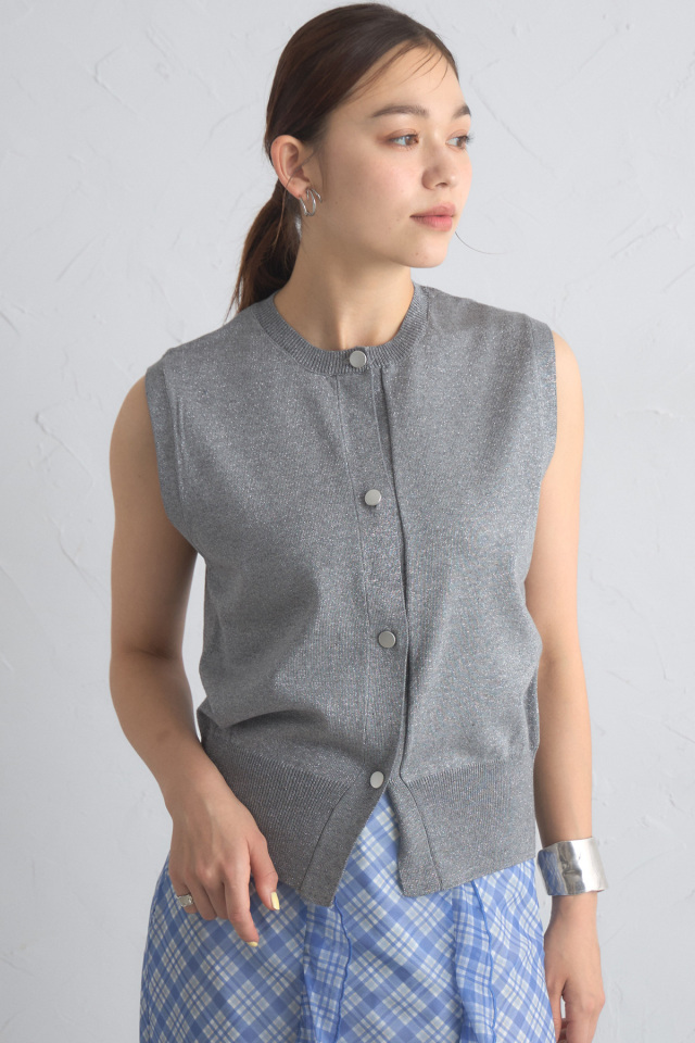 【CALMER】23080256504010 SILVER ラメニットベスト ラメニットベスト※一部店舗のみ入荷